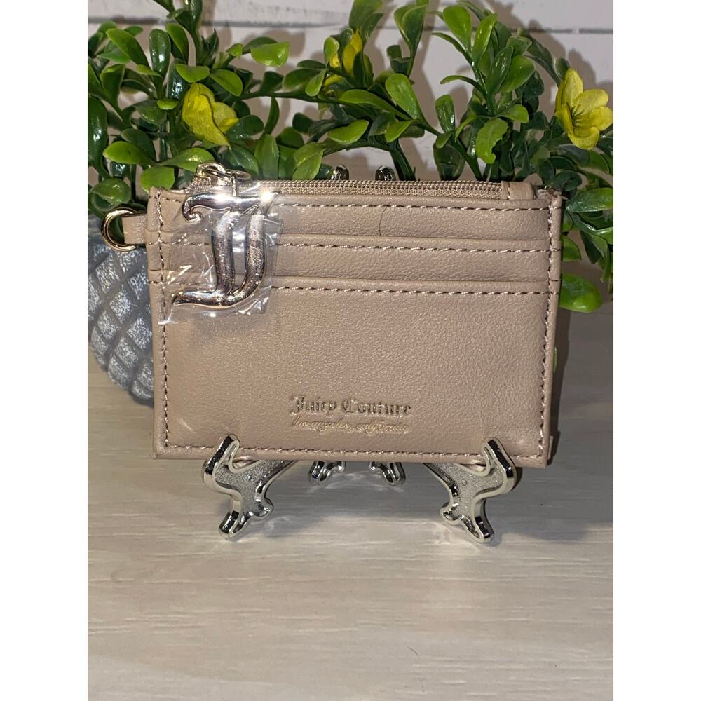 NWOT Juicy Couture Tan Card Holder Zipper Wallet New!